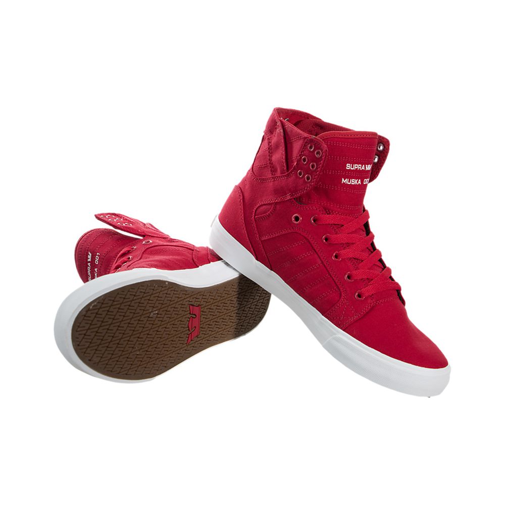 Baskets Montantes Supra SkyTop Rouge Red/White Homme | KYL-28318591